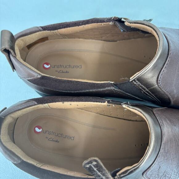 Clarks Loafer Shoe Size 8 Brown Copper Leather Side Zip Slip On Comfort - Picture 7 of 10